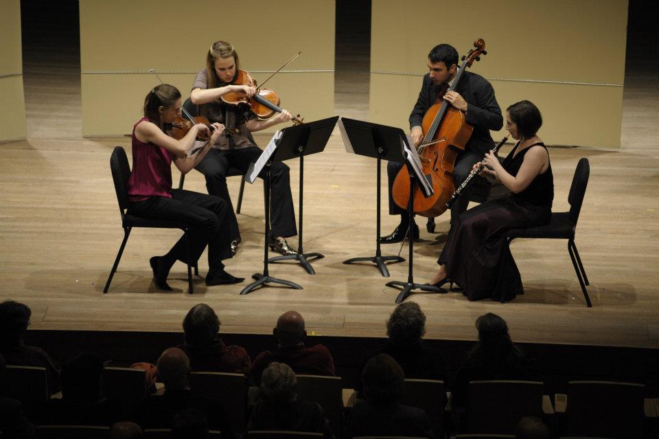 Performing the World Premiere of Ryan Gallagher's Oboe Quartet in Ladd Concert Hall at Skidmore College (Saratoga Springs, NY) (photo by Charlie Samuels)